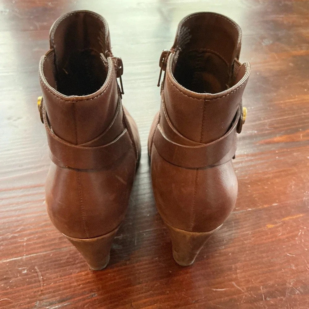 Anne‎ Klein AkChelsey Ankle Boots Womens 6.5M Brown Leather Equestrian 2.5" Heel - Picture 5 of 11